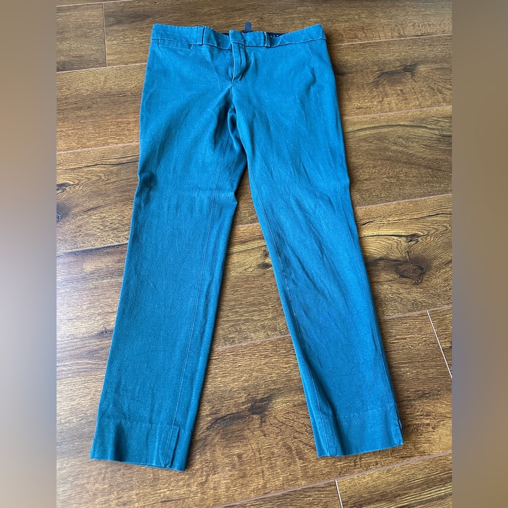 Banana Republic Sloan Slim Ankle Pants Womens 2P Petite Teal Mid-rise Casual